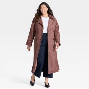 NWT Navy Brown Faux Suede Trench Size 3X
